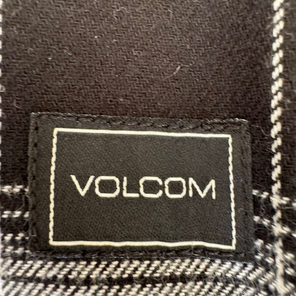 Volcom Hooded Black White Checkered Cotton Blend Ski Snowboard Lightweight Pocke - Picture 12 of 13